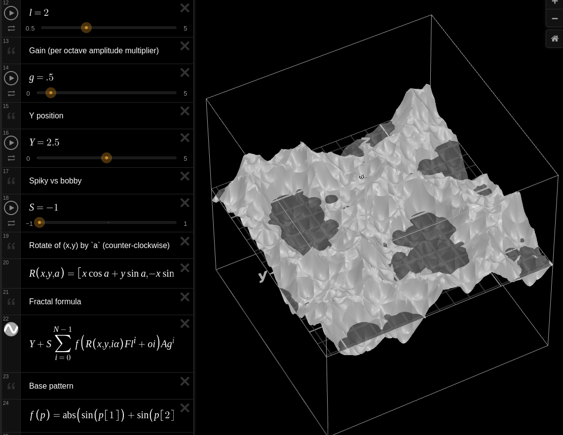 Screenshot of fake noise in Desmos 3D